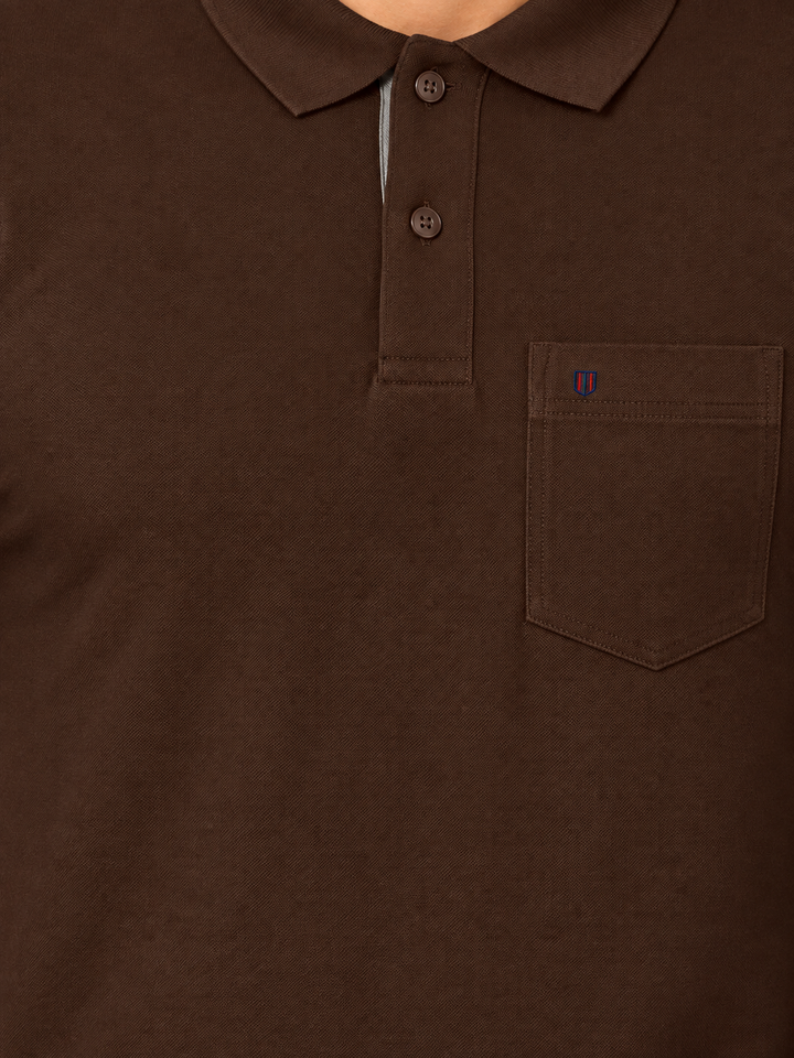 Dark Roasted Brown Plain Polo T Shirt