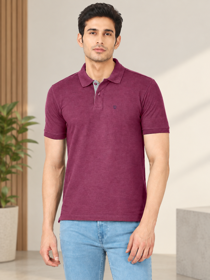 Black Plum Plain Polo T Shirt