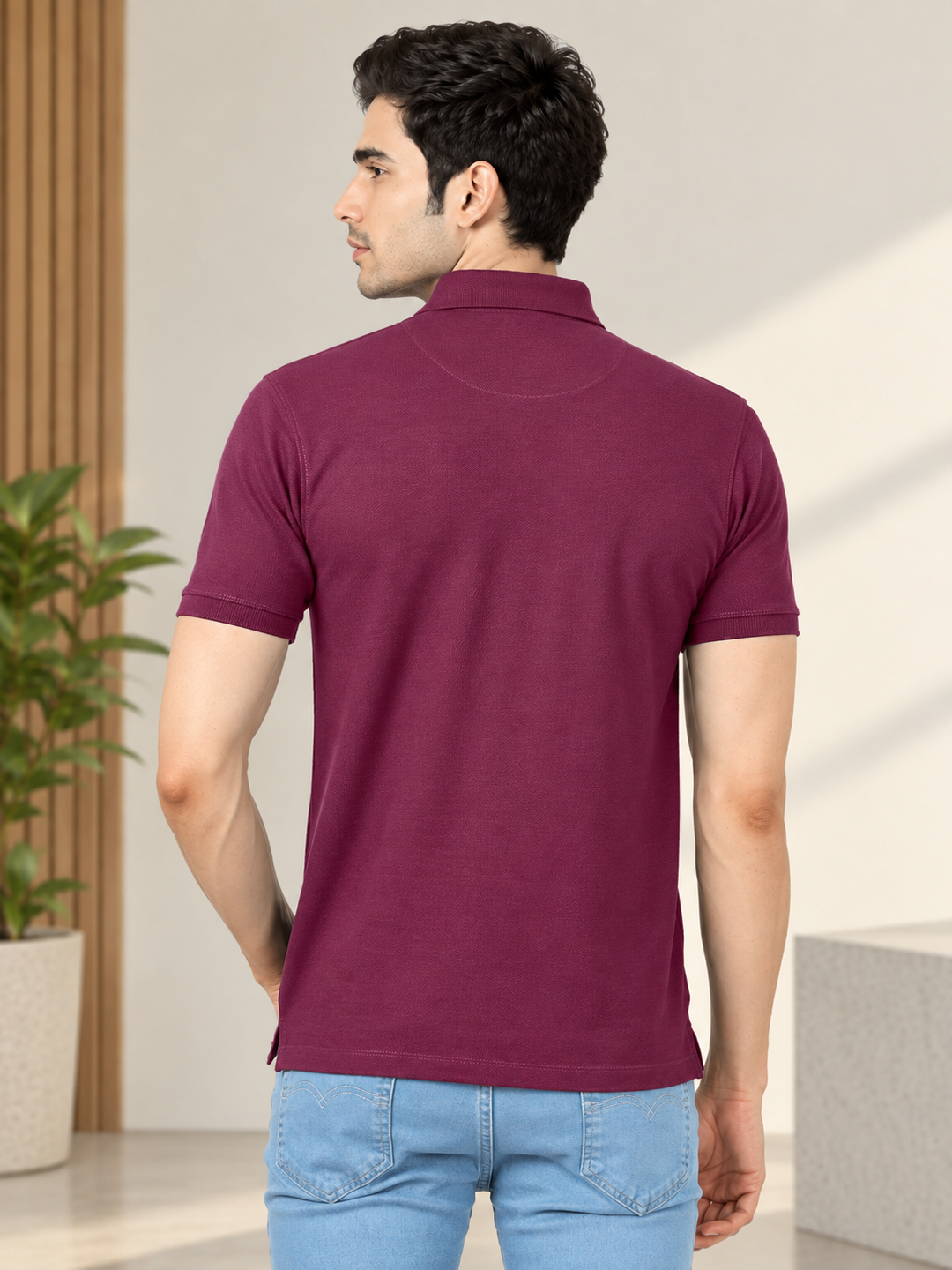 Black Plum Plain Polo T Shirt