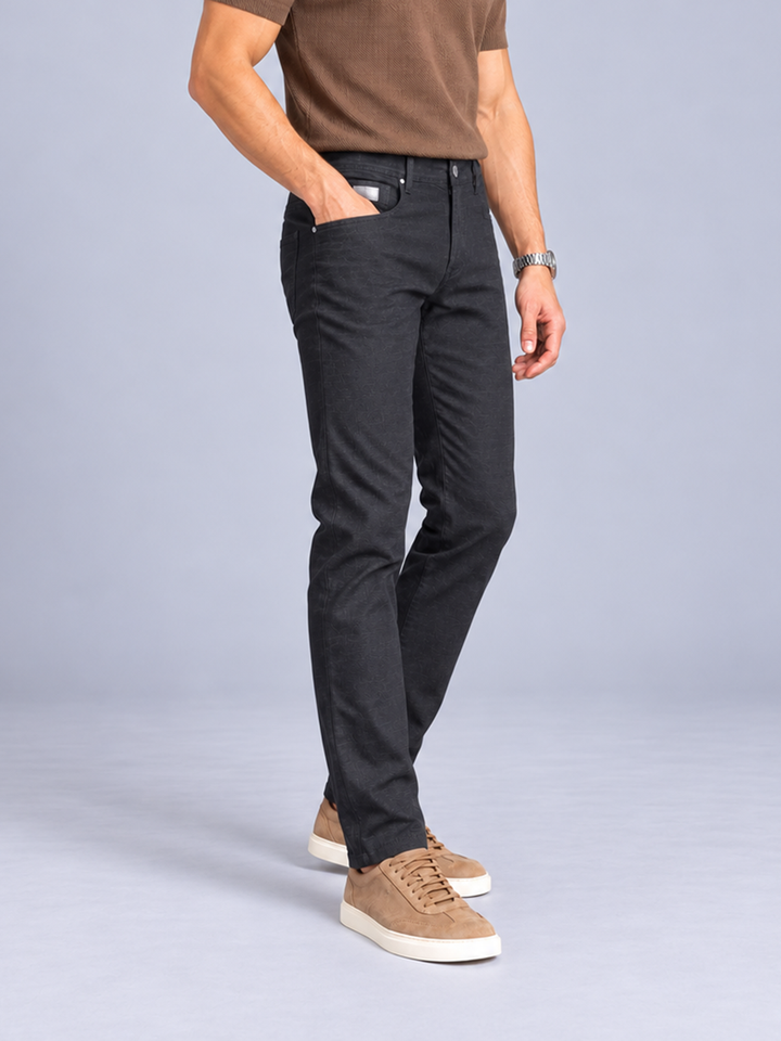 Charcoal Black Denim Casual Trousers