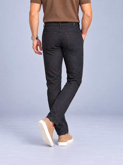 Charcoal Black Denim Casual Trousers