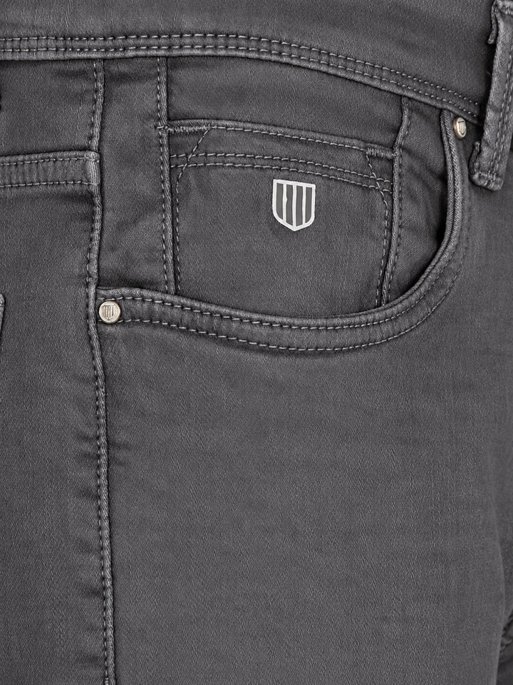 Dark Grey Denim Solid Casual Trousers