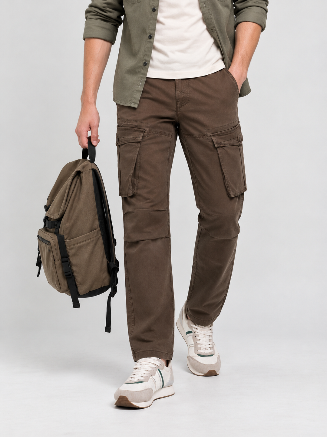 Muted Brown Casual Cargo Trouser
