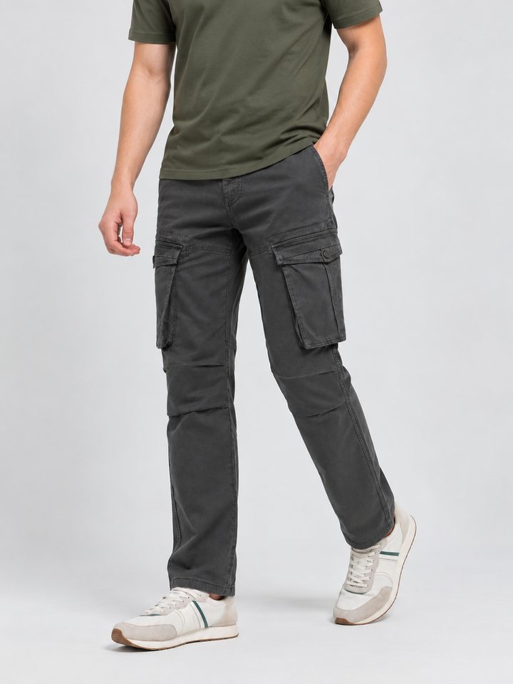 Charcoal Grey Casual Cargo Trouser