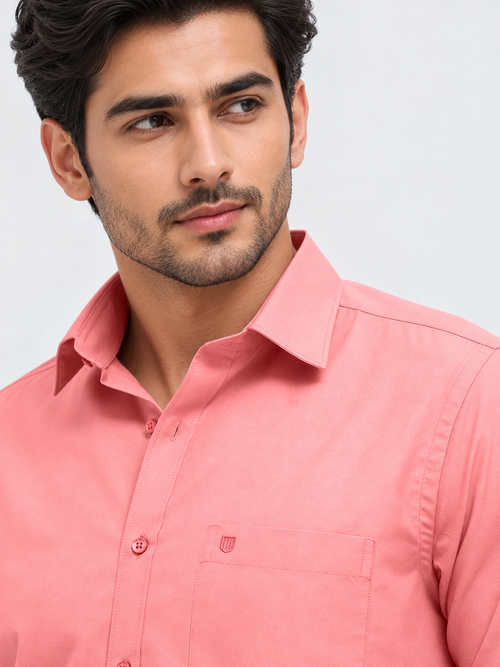 Deep Peach Solid Formal Shirt