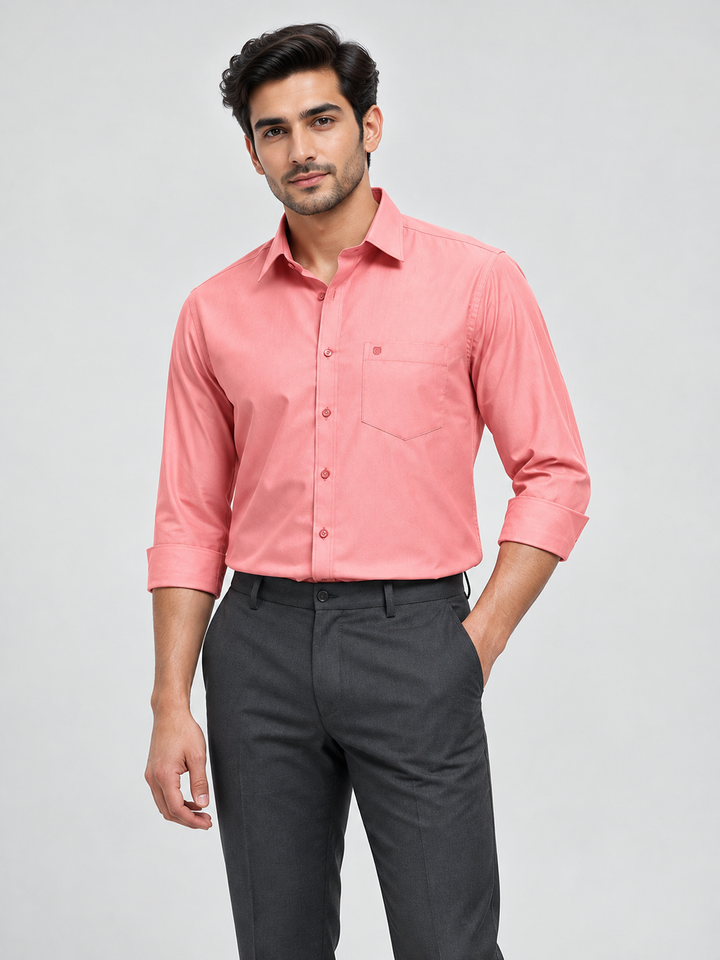 Deep Peach Solid Formal Shirt