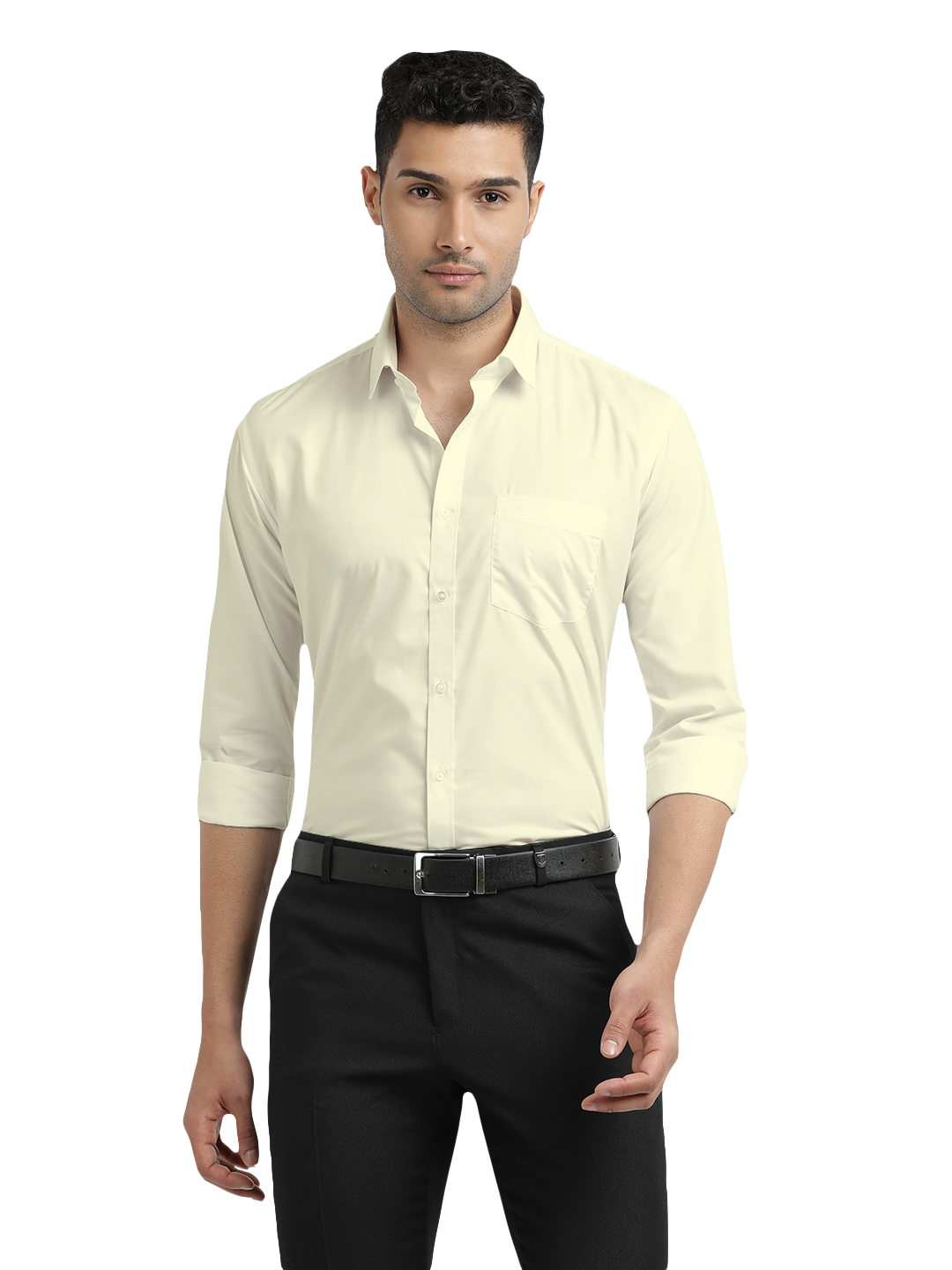 Light Beige Solid Formal Shirt
