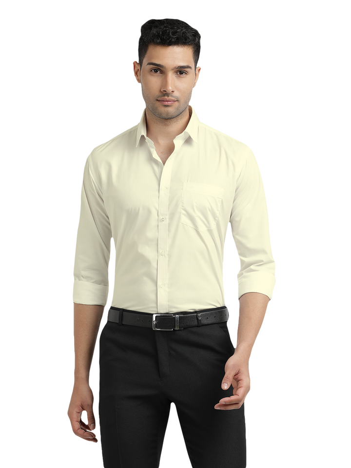 Light Beige Solid Formal Shirt