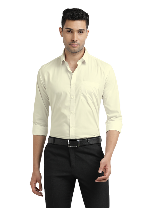 Light Beige Solid Formal Shirt