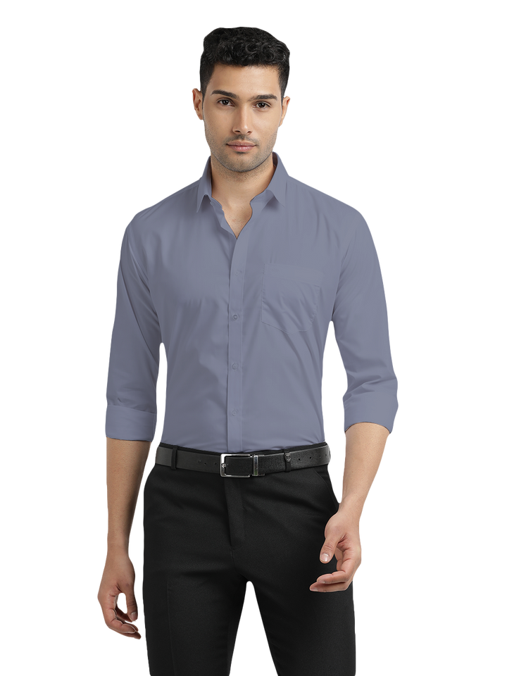 Dusty Blue Solid Formal Shirt