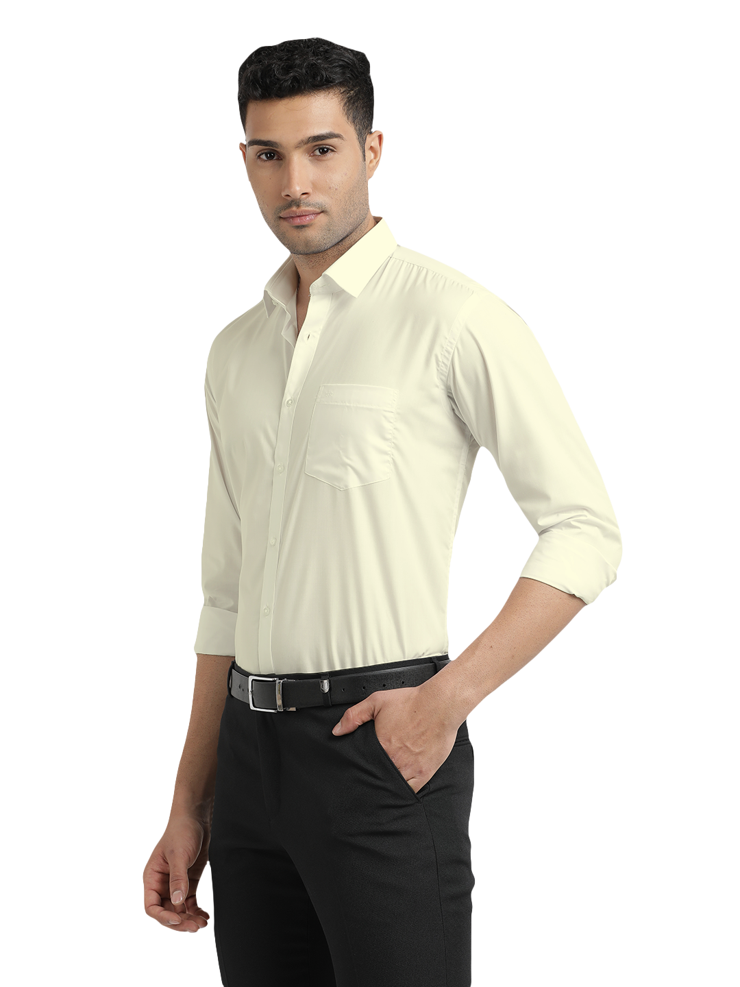 Light Beige Solid Formal Shirt