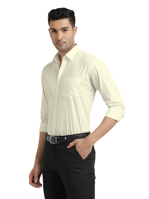 Light Beige Solid Formal Shirt