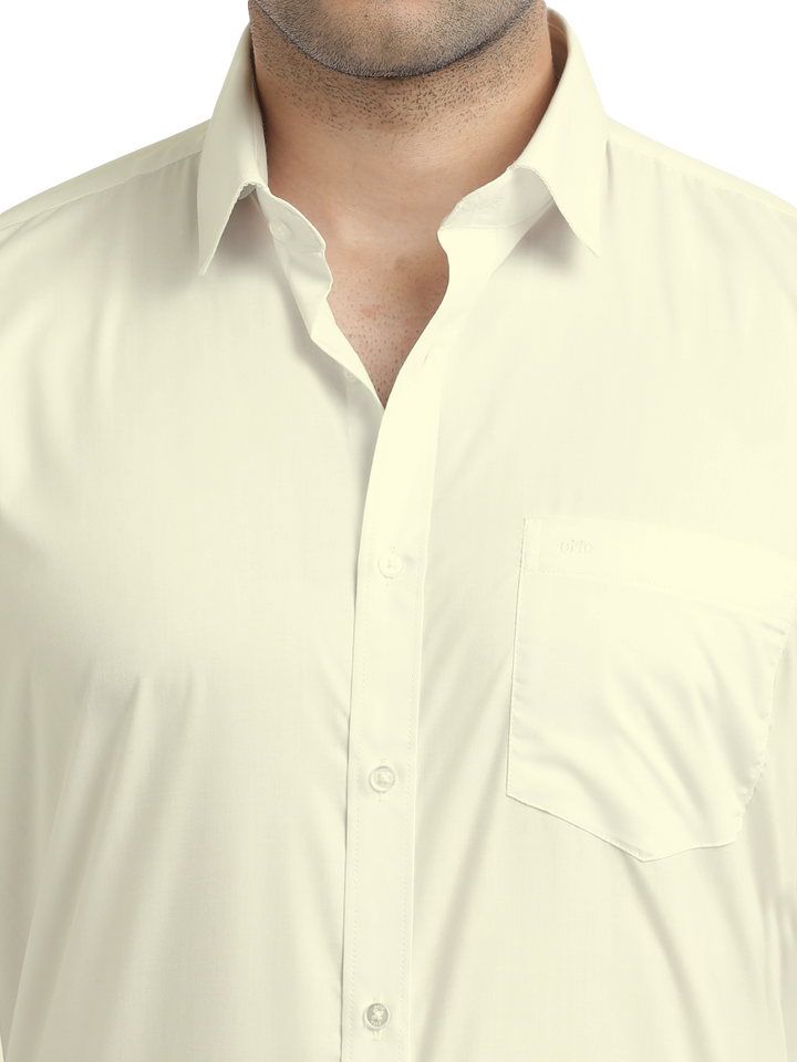 Light Beige Solid Formal Shirt