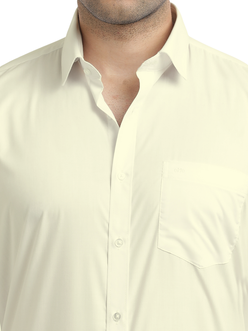 Light Beige Solid Formal Shirt