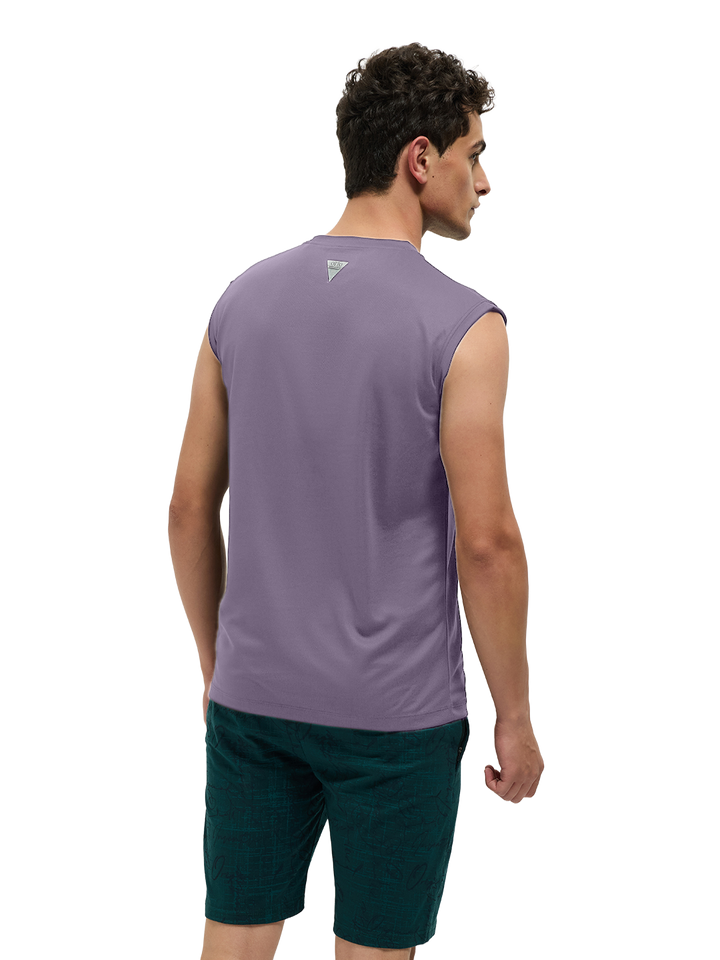 OTTO Essentials Men’s Sleeveless Gym  Premium Cotton Blend Muscle Fit Orchid Mist Flexo Tank Top