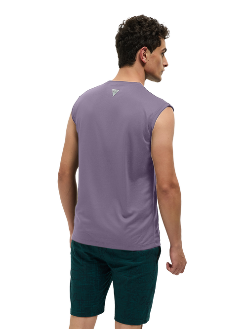 OTTO Essentials Men’s Sleeveless Gym  Premium Cotton Blend Muscle Fit Orchid Mist Flexo Tank Top