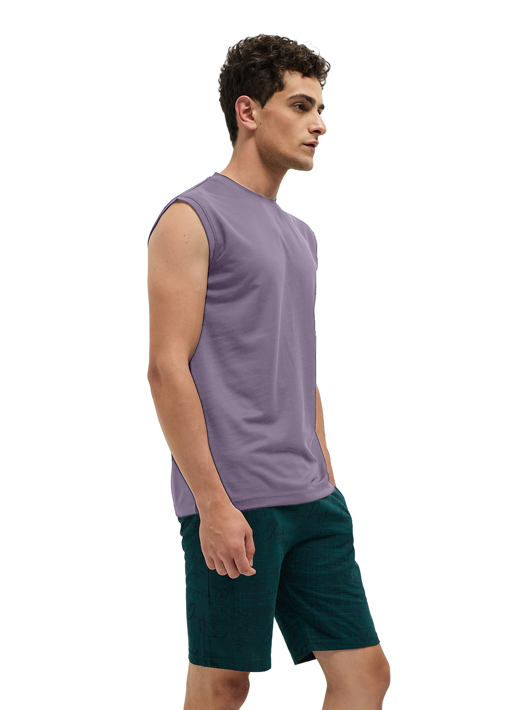 OTTO Essentials Men’s Sleeveless Gym  Premium Cotton Blend Muscle Fit Orchid Mist Flexo Tank Top