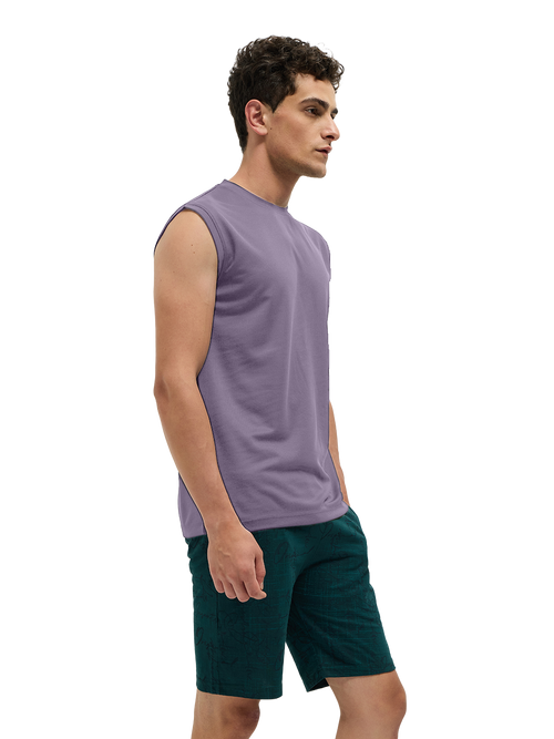 OTTO Essentials Men’s Sleeveless Gym  Premium Cotton Blend Muscle Fit Orchid Mist Flexo Tank Top