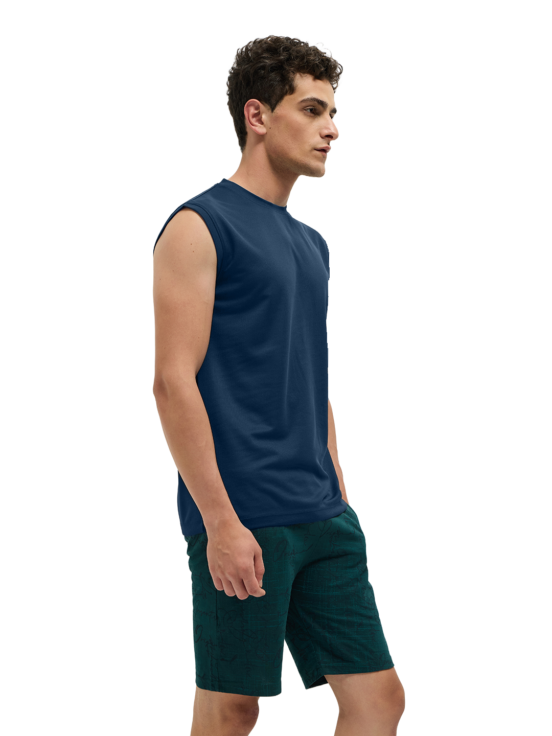 OTTO Essentials Men’s Sleeveless Gym  Premium Cotton Blend Muscle Fit Estate Blue Flexo Tank Top