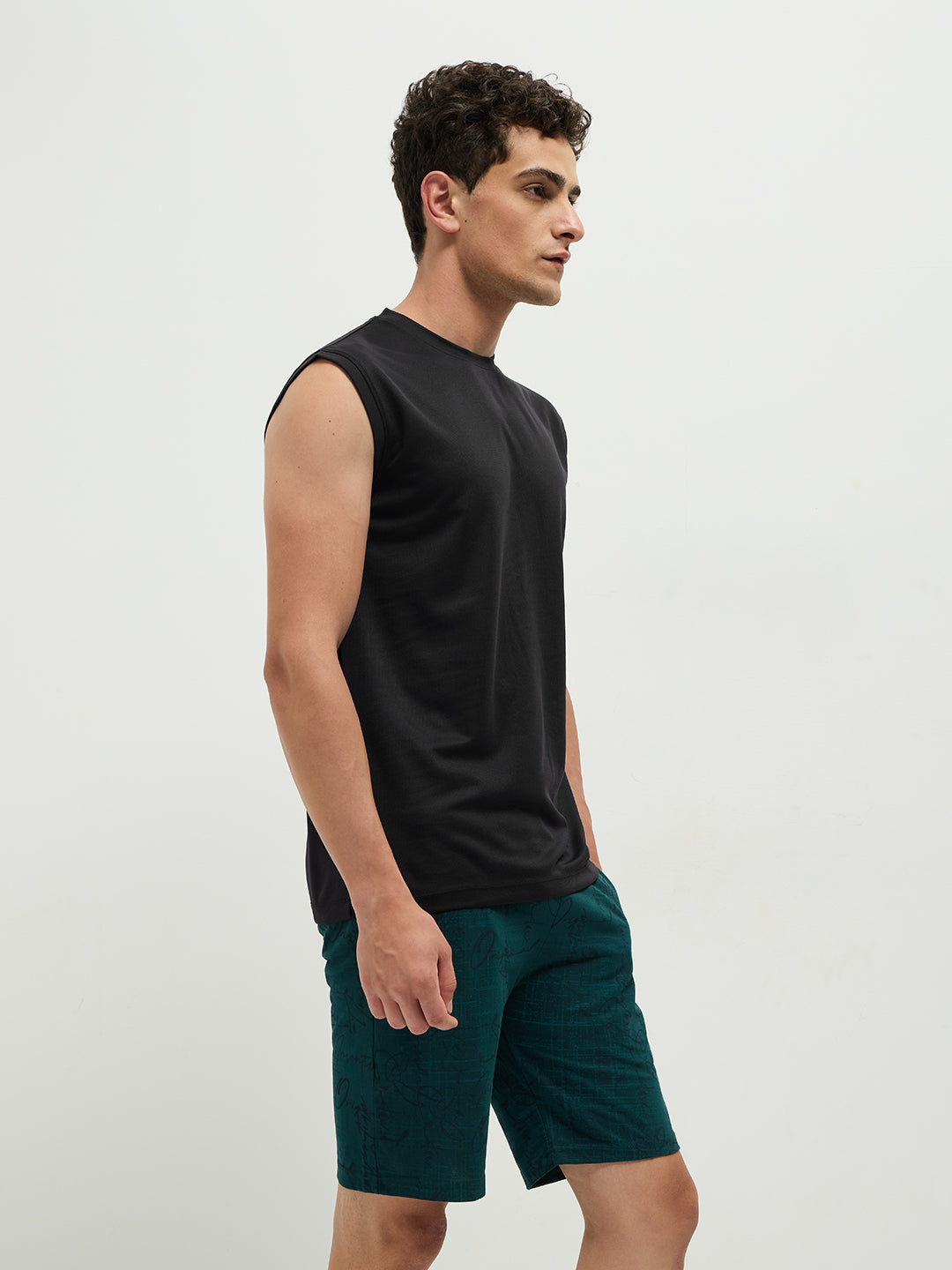 OTTO Essentials Men’s Sleeveless Gym Premium Cotton Blend Muscle Fit Black Flexo Tank Top