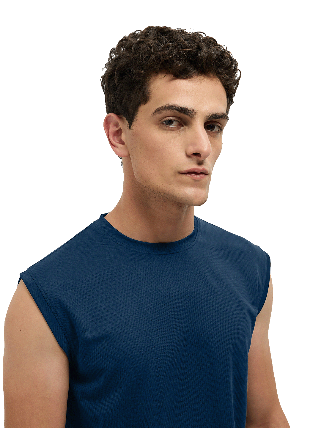 OTTO Essentials Men’s Sleeveless Gym  Premium Cotton Blend Muscle Fit Estate Blue Flexo Tank Top