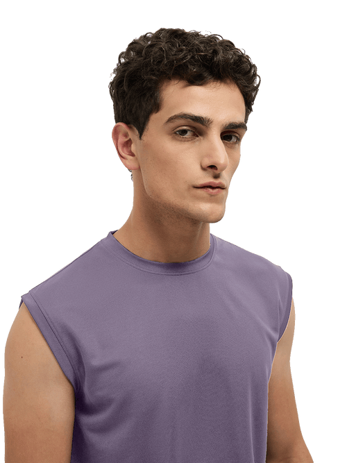 OTTO Essentials Men’s Sleeveless Gym  Premium Cotton Blend Muscle Fit Orchid Mist Flexo Tank Top