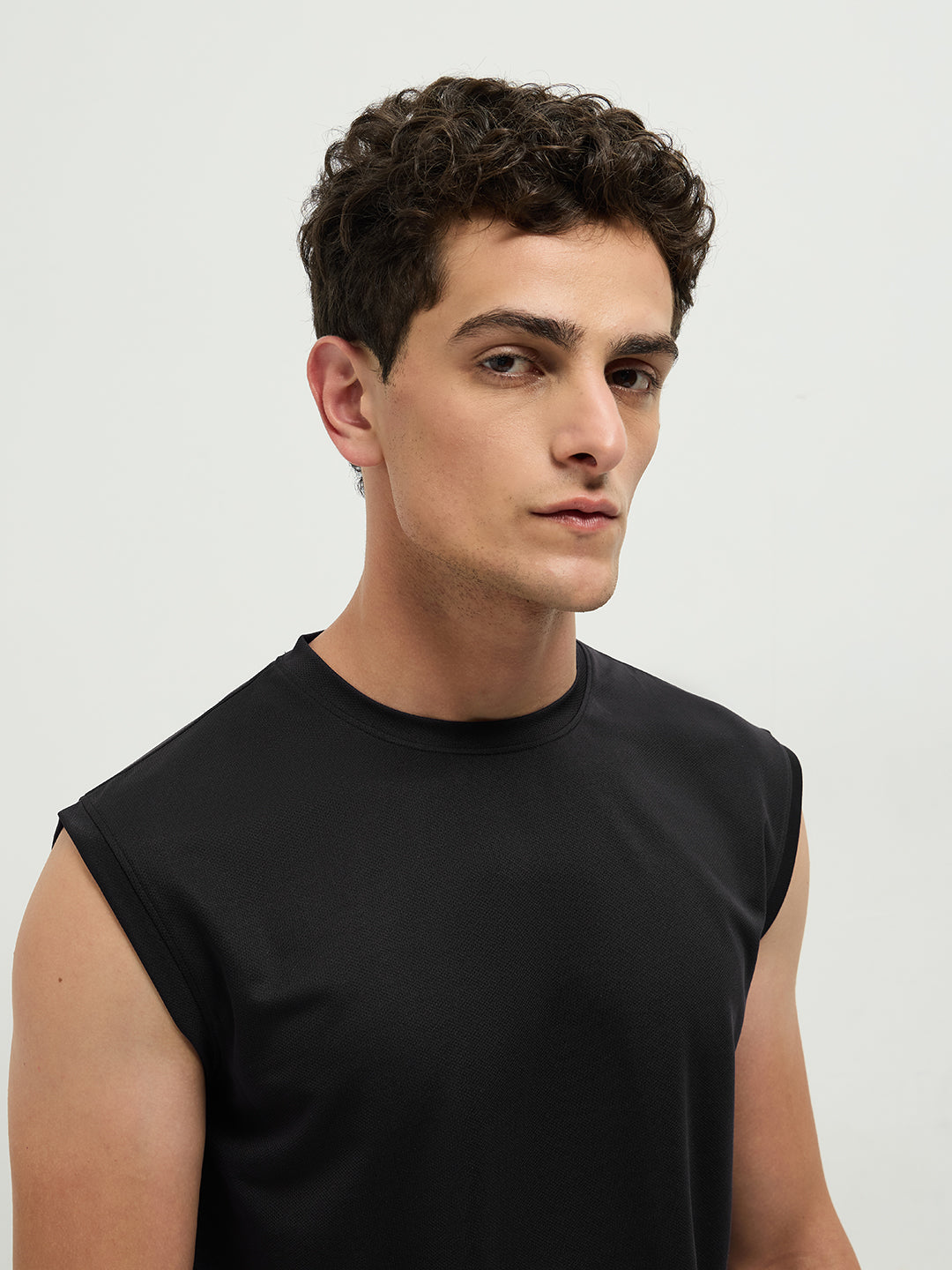 OTTO Essentials Men’s Sleeveless Gym Premium Cotton Blend Muscle Fit Black Flexo Tank Top