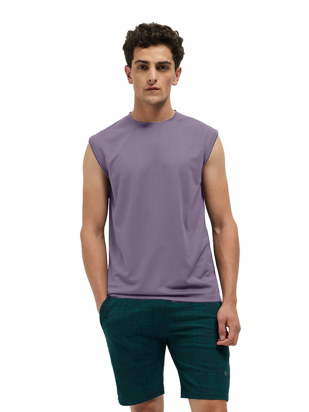 OTTO Essentials Men’s Sleeveless Gym  Premium Cotton Blend Muscle Fit Orchid Mist Flexo Tank Top