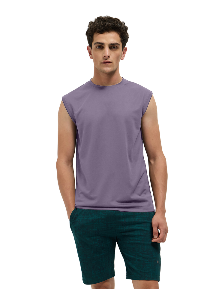 OTTO Essentials Men’s Sleeveless Gym  Premium Cotton Blend Muscle Fit Orchid Mist Flexo Tank Top