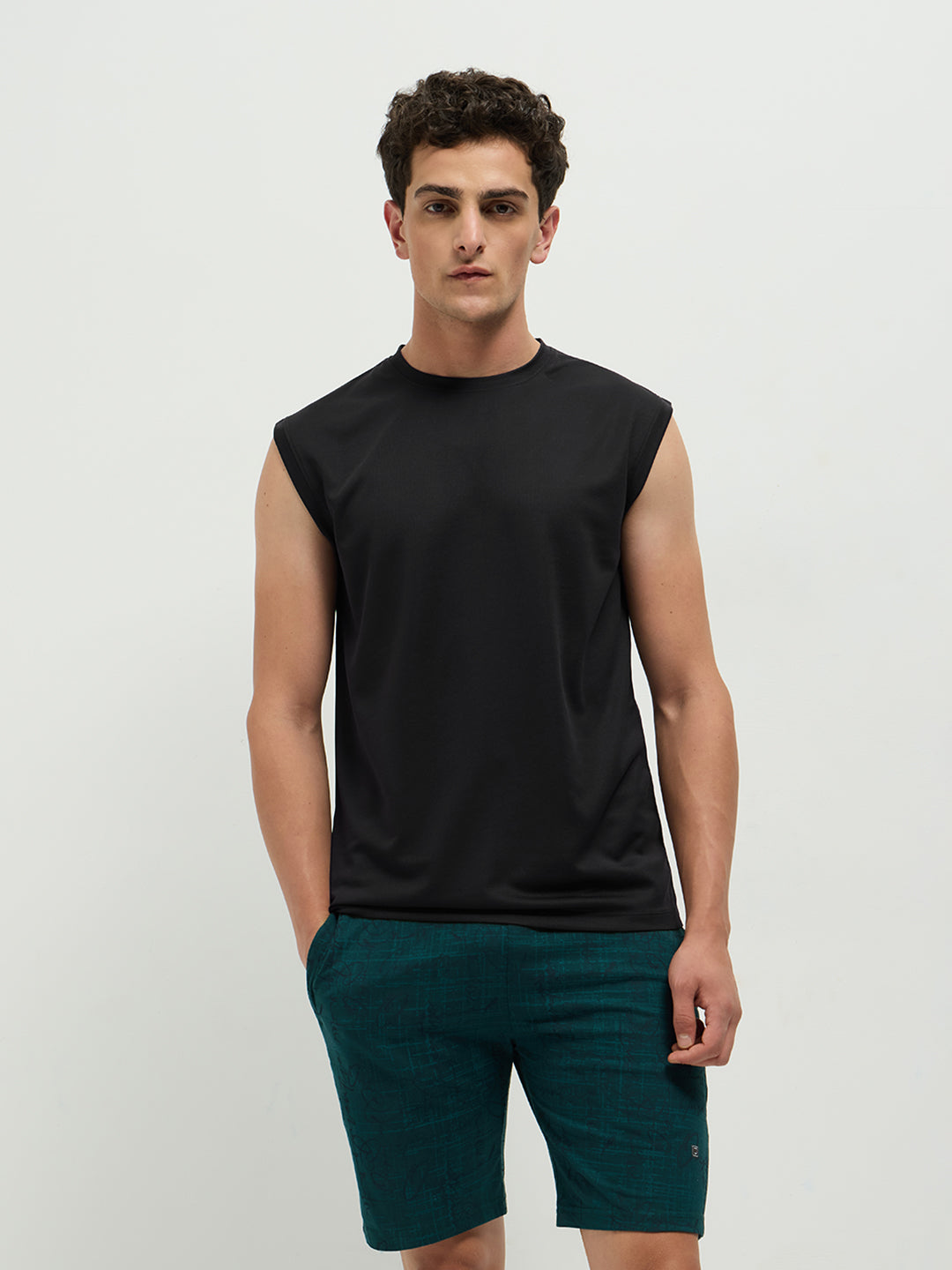 OTTO Essentials Men’s Sleeveless Gym Premium Cotton Blend Muscle Fit Black Flexo Tank Top