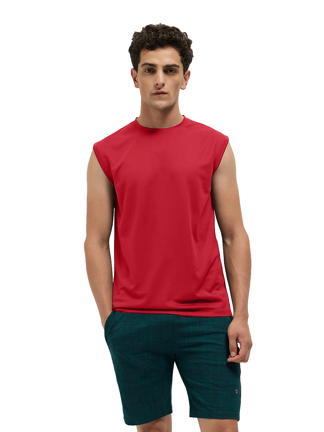 OTTO Essentials Men’s Sleeveless Gym  Premium Cotton Blend Muscle Fit High Risk Red Flexo Tank Top