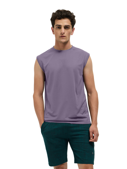 OTTO Essentials Men’s Sleeveless Gym  Premium Cotton Blend Muscle Fit Orchid Mist Flexo Tank Top