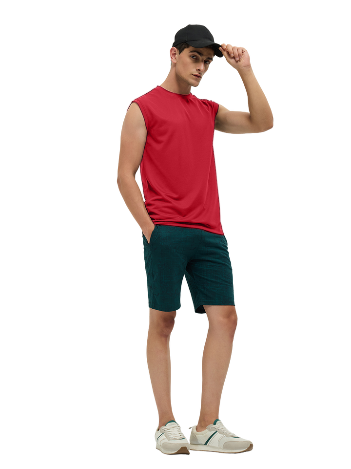 OTTO Essentials Men’s Sleeveless Gym  Premium Cotton Blend Muscle Fit High Risk Red Flexo Tank Top
