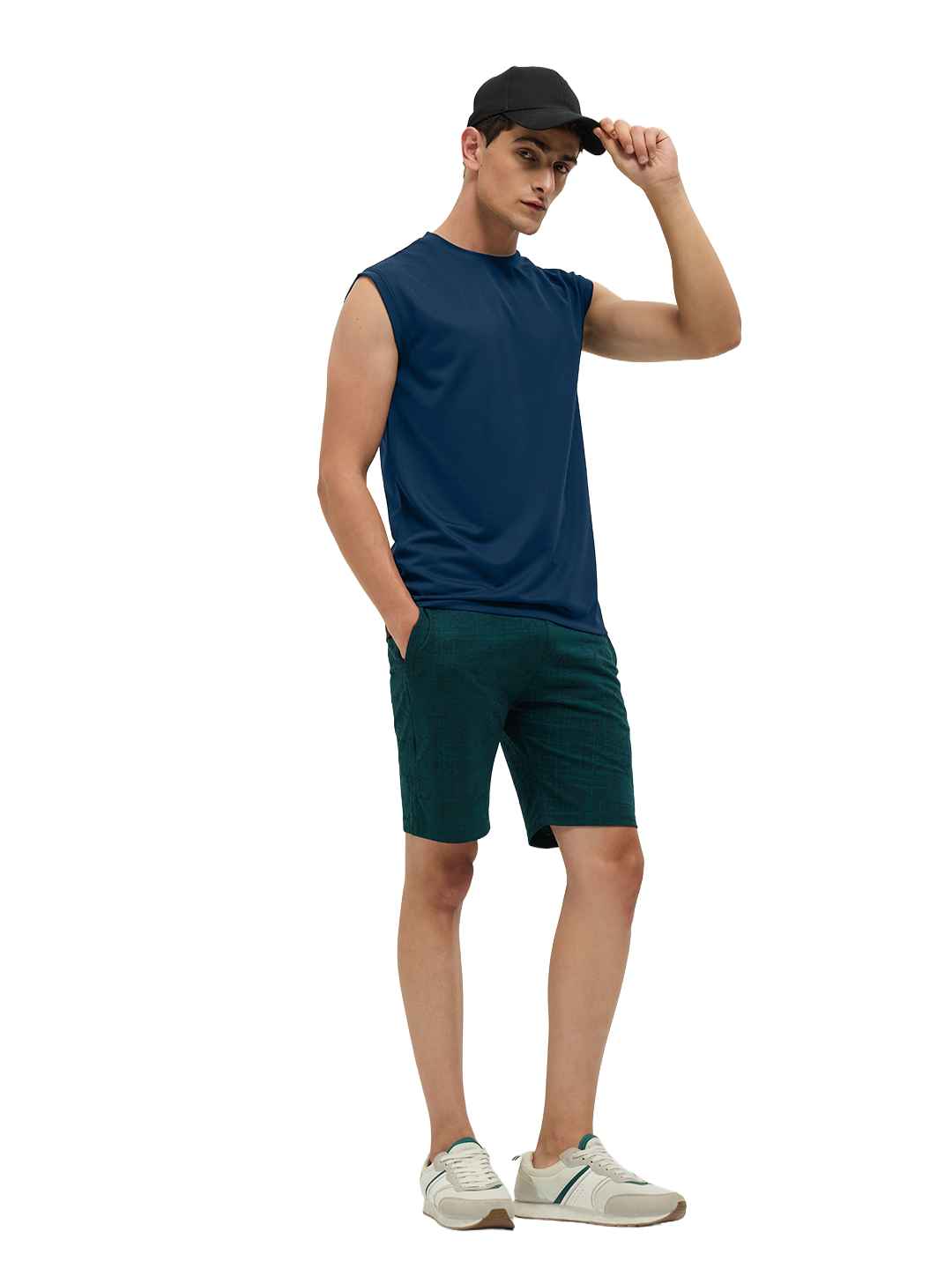 OTTO Essentials Men’s Sleeveless Gym  Premium Cotton Blend Muscle Fit Estate Blue Flexo Tank Top