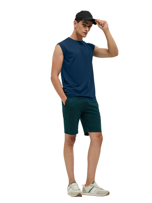 OTTO Essentials Men’s Sleeveless Gym  Premium Cotton Blend Muscle Fit Estate Blue Flexo Tank Top
