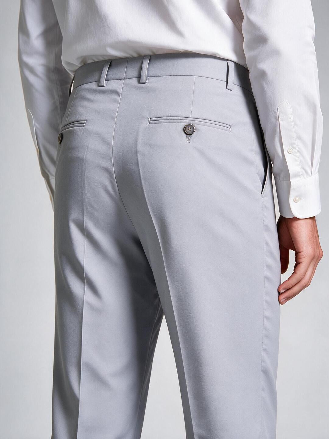 Pewter Grey Solid Formal Trousers
