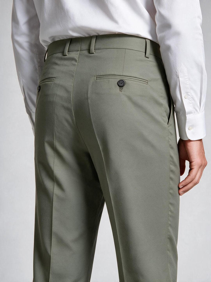 Moss Olive Solid Formal Trousers