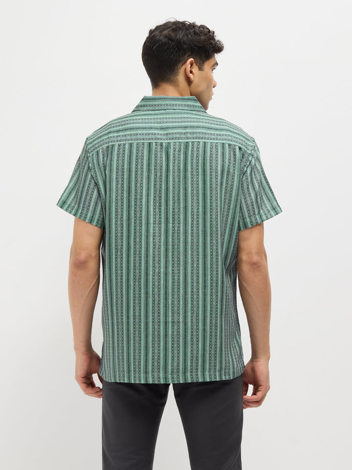 Grey With Black Stripes Casual Shirt