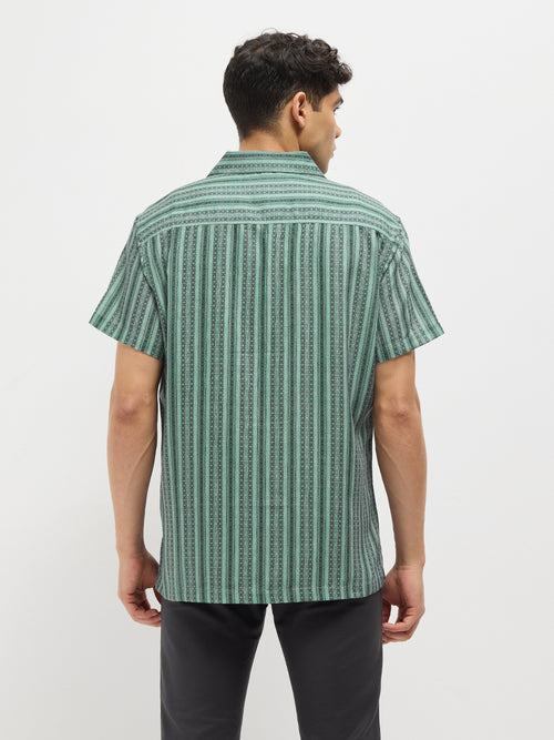 Grey With Black Stripes Casual Shirt