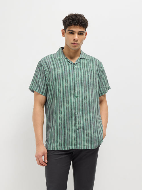 Grey With Black Stripes Casual Shirt