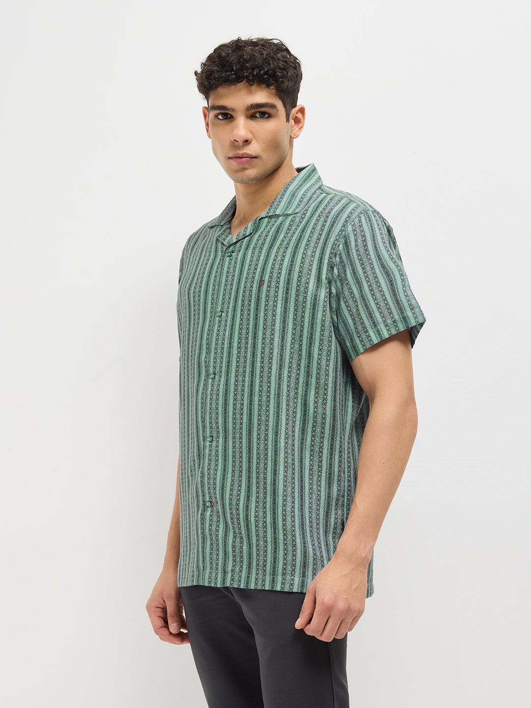 Grey With Black Stripes Casual Shirt