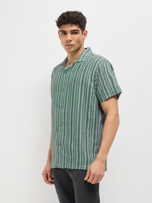 Grey With Black Stripes Casual Shirt