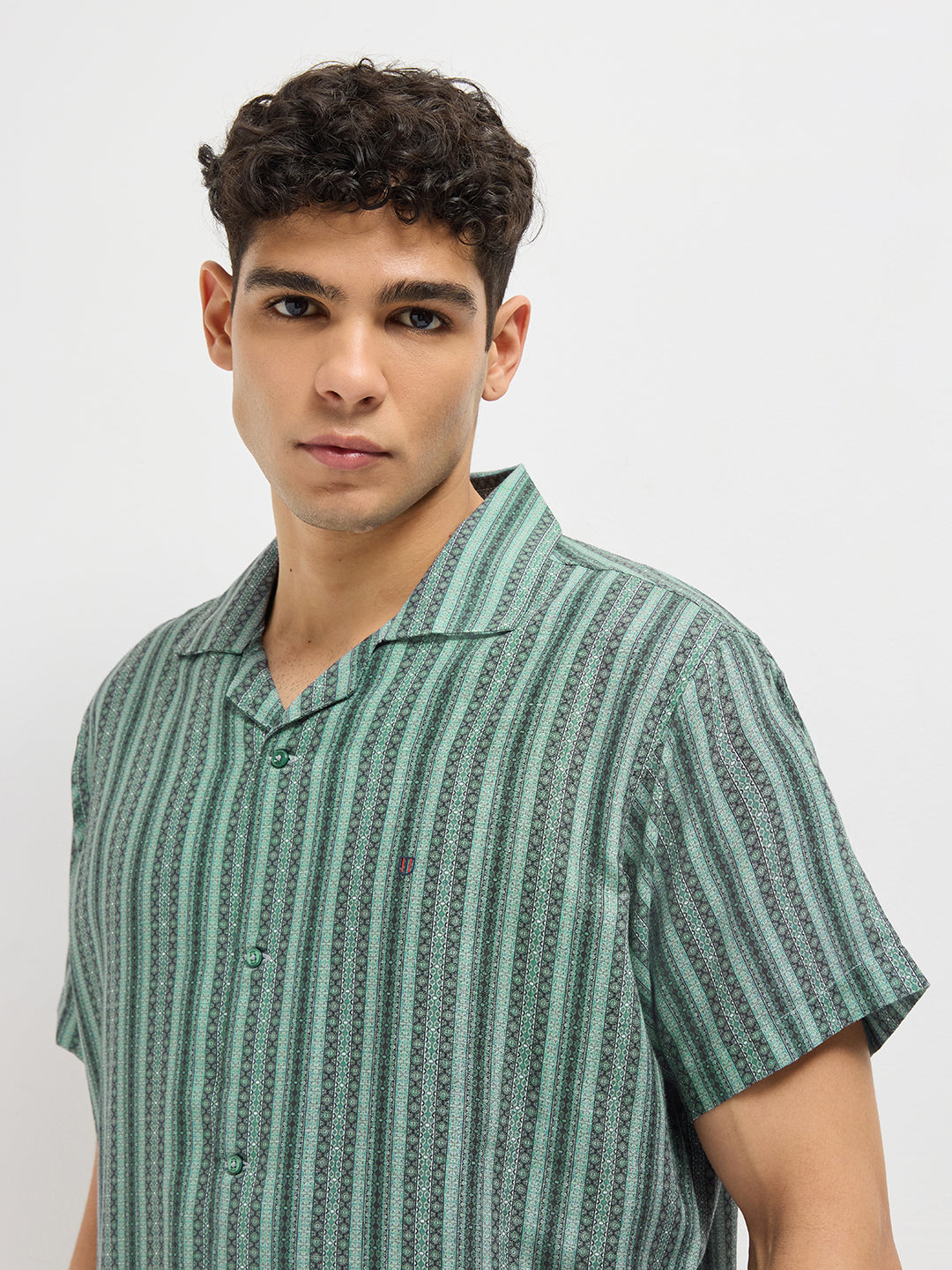 Grey With Black Stripes Casual Shirt