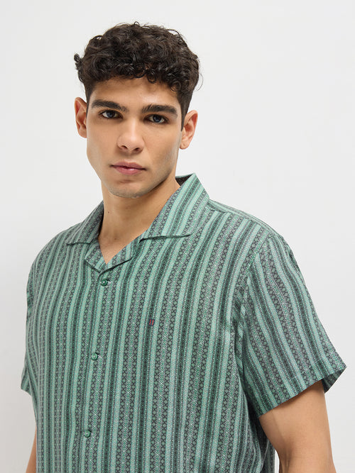 Grey With Black Stripes Casual Shirt