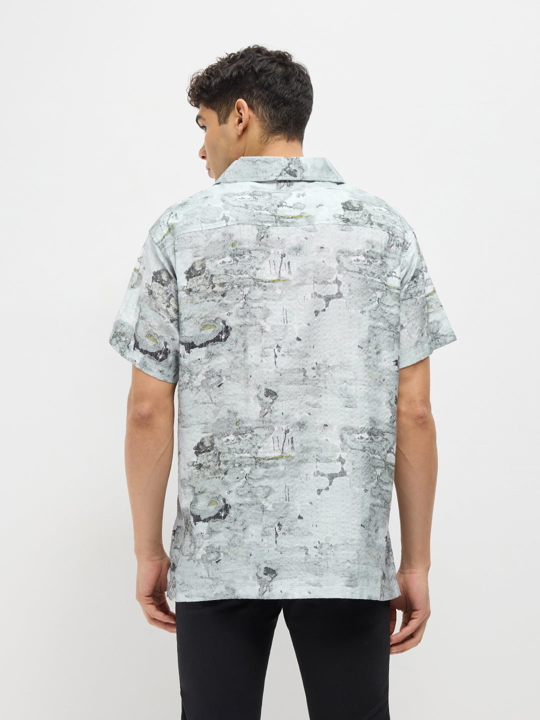 Grey Abstract Printed Casual Shirt