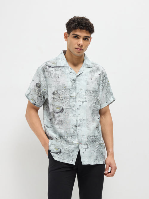 Grey Abstract Printed Casual Shirt