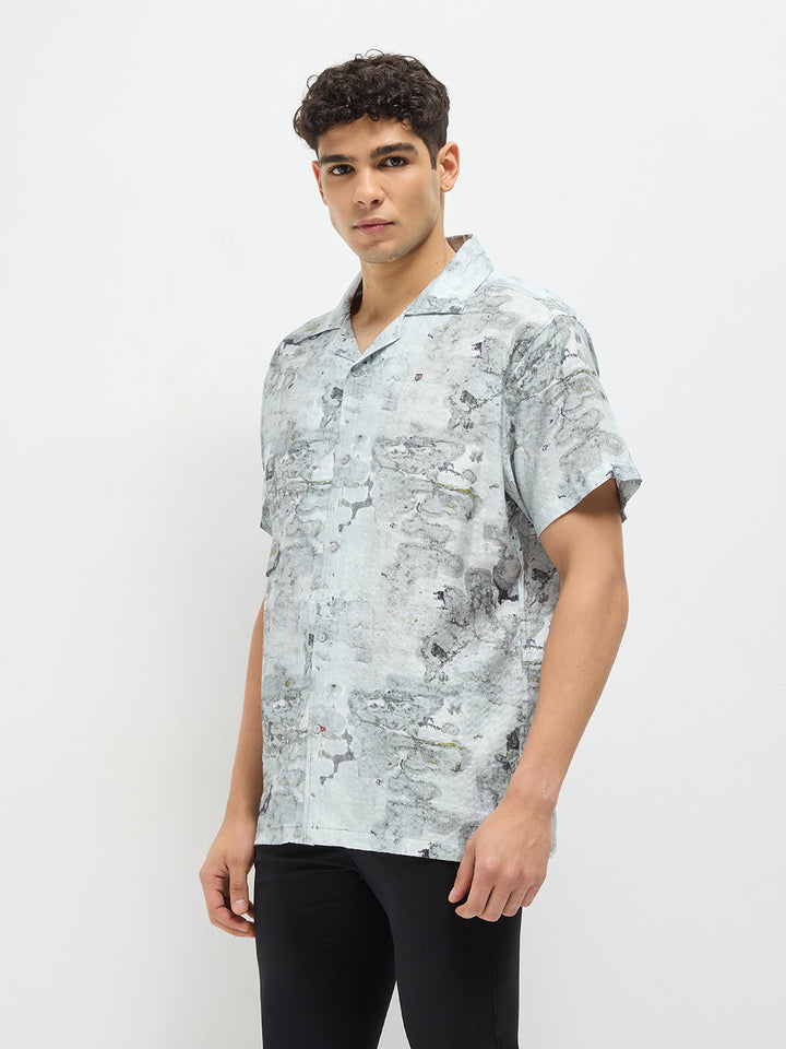 Grey Abstract Printed Casual Shirt