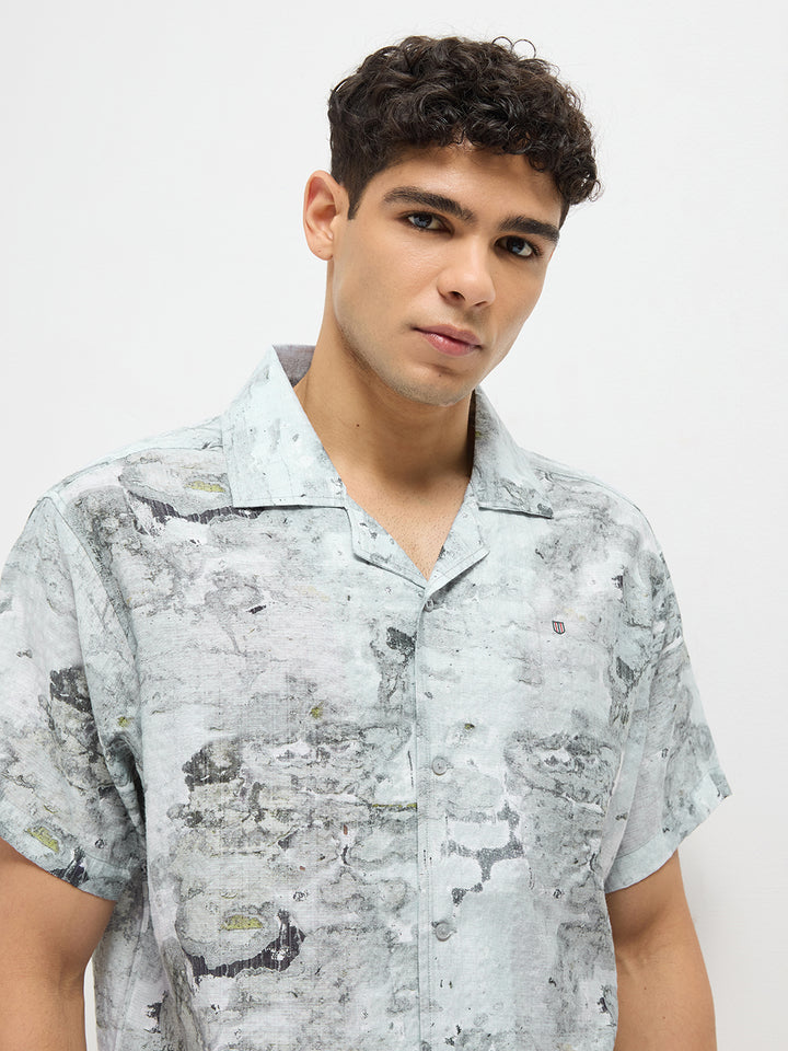 Grey Abstract Printed Casual Shirt