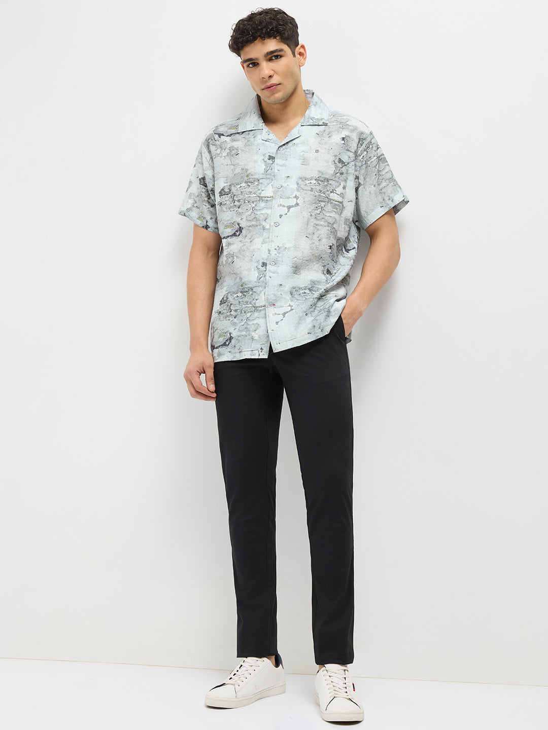 Grey Abstract Printed Casual Shirt