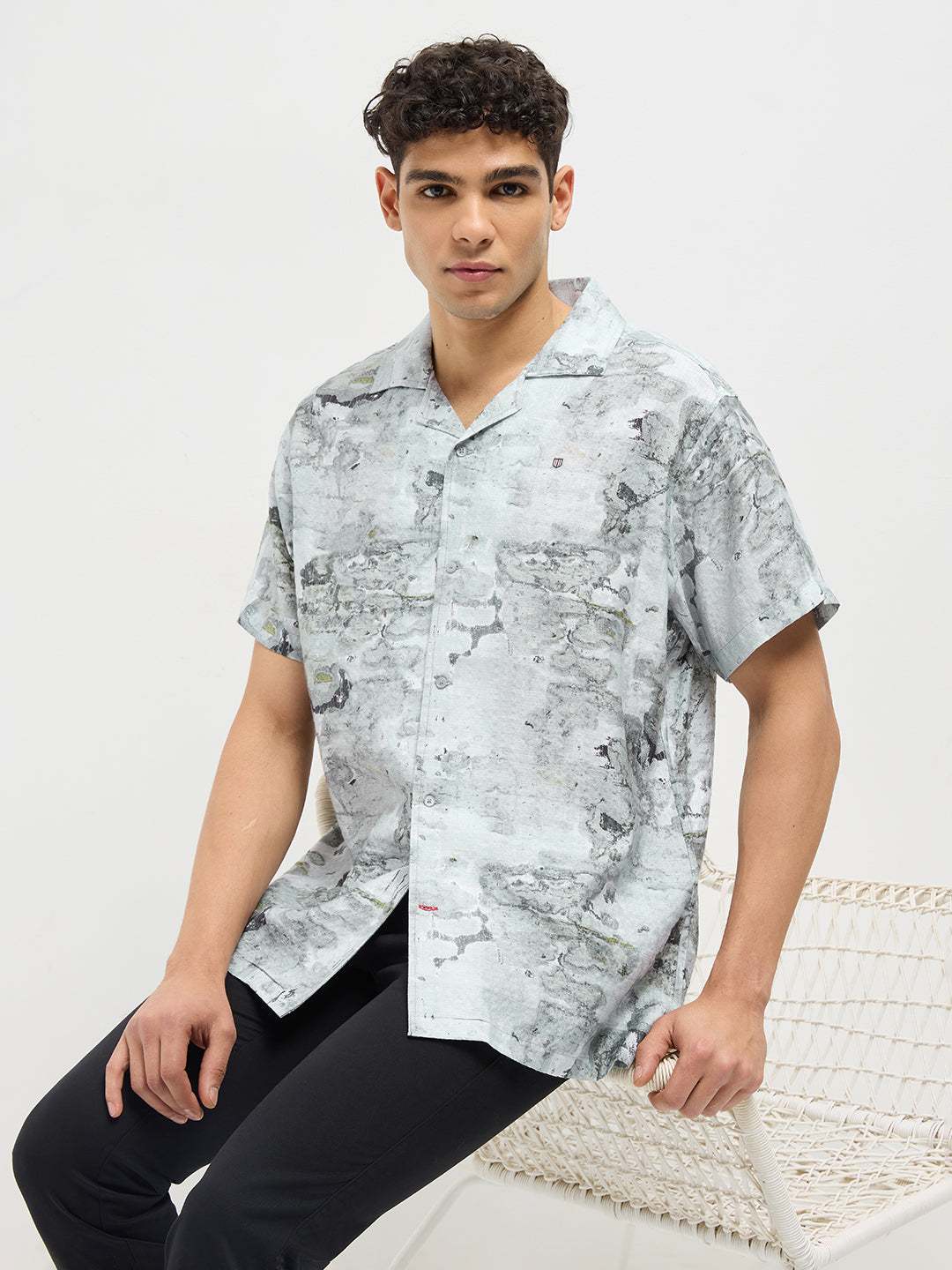 Grey Abstract Printed Casual Shirt